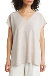 Eileen Fisher V-neck Organic Linen & Cotton Tunic Sweater In Natural