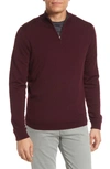 Nordstrom Washable Merino Quarter Zip Sweater In Burgundy Royale