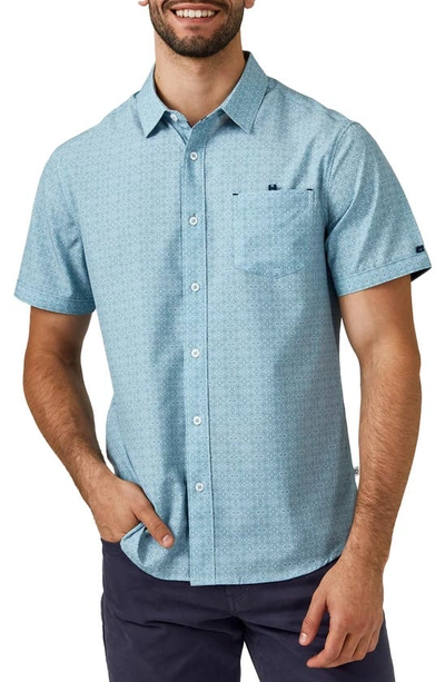 7 Diamonds Liberty Stretch Short Sleeve Button-up Shirt In Seafoam