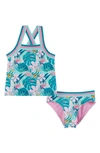 Andy & Evan Kids' Reversible Two-piece Tankini Swimsuit In Aqua Floral