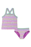 Andy & Evan Kids' Reversible Two-piece Tankini Swimsuit In Purple Stars