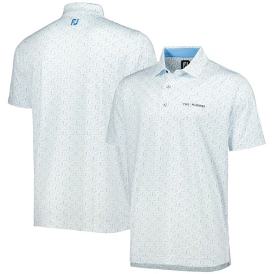 Footjoy Men's  White, Light Blue The Players Allover Print Prodry Polo Shirt In White,light Blue
