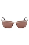 Moncler Niveler 67mm Oversize Rectangular Sunglasses In Silver / Green