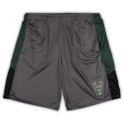 Fanatics Men's  Gray Milwaukee Bucks Big And Tall Shorts