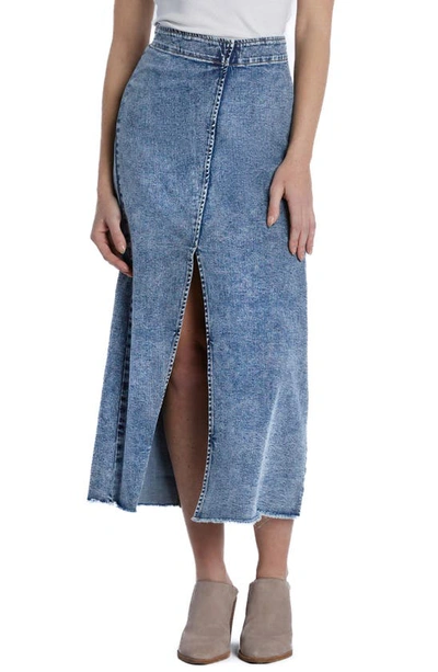 Wash Lab Denim Side Hustle Denim Midi Skirt In Heidi Blue