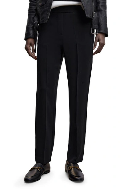 Mango Relaxed Fit Straight Leg Trousers In Black