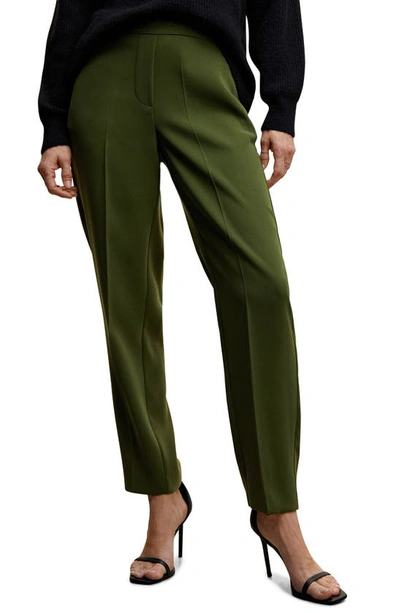 Mango Relaxed Fit Straight Leg Trousers In Green