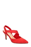 Bella Vita Arabella Slingback Pointed Toe Pump In Red Suede Leather