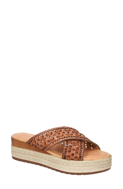 Bella Vita Exa-italy Espadrille Platform Slide Sandal In Whiskey Leather