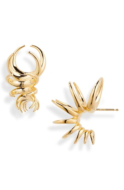 Bottega Veneta Scorpion Earrings In Argent/ Scuro