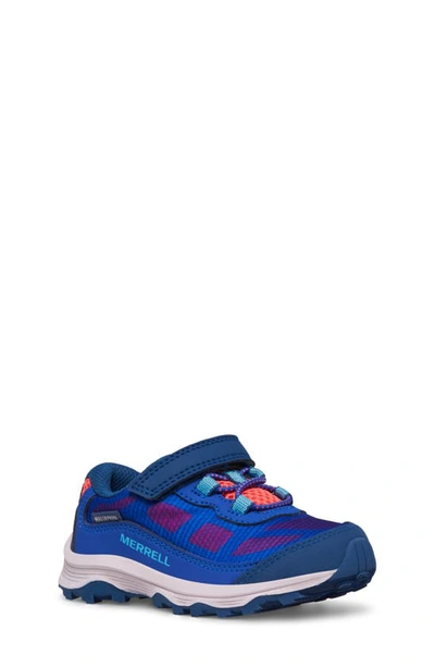 Merrell Kids' Moab Speed Low A/c Waterproof Hiking Sneaker In Blue/ Berry/ Turq