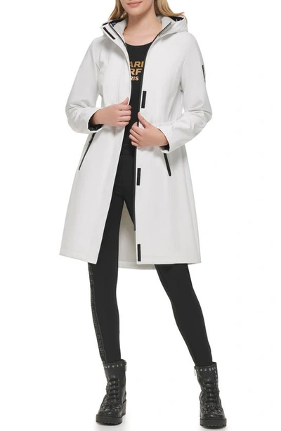 Karl Lagerfeld Water Resistant Hooded Raincoat In White