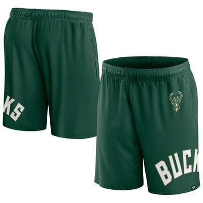Fanatics Branded Hunter Green Milwaukee Bucks Free Throw Mesh Shorts