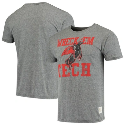 Retro Brand Original  Heathered Gray Texas Tech Red Raiders Vintage Logo Tri-blend T-shirt