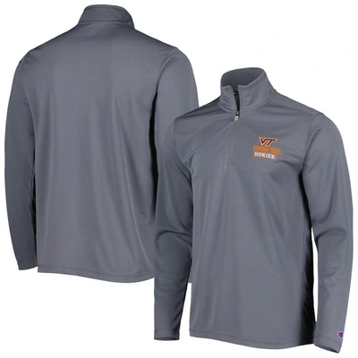 Champion Grey Virginia Tech Hokies Textured Quarter-zip Jacket