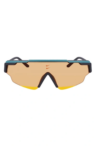 Nike Marquee Edge 64mm Shield Sunglasses In Mineral Teal/ Orange