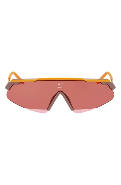 Nike Marquee 66mm Oversize Shield Sunglasses In Monarch/ Vermillion