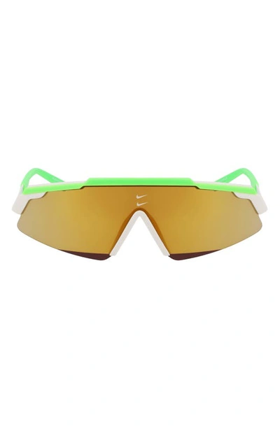 Nike Marquee M 66mm Oversize Shield Sunglasses In Green Strike/ Bronze Mirror