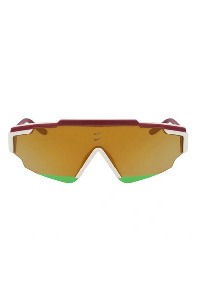 Nike Marquee Edge 64mm Oversize Shield Sunglasses In Night Maroon/ Bronze Mirror