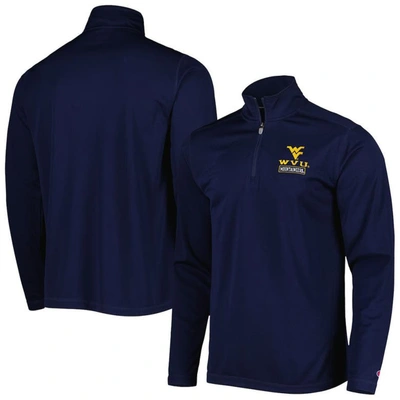 Champion Navy West Virginia Mountaineers Textured Quarter-zip Jacket