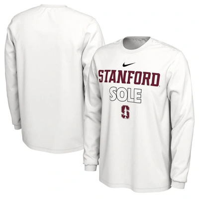 Nike White Stanford Cardinal 2023 On Court Bench Long Sleeve T-shirt