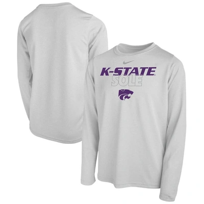 Nike Kids' Youth   White Kansas State Wildcats 2023 On Court Sole Bench T-shirt