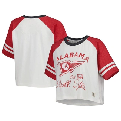 Pressbox White Alabama Crimson Tide Melange Beaumont Cropped Raglan T-shirt