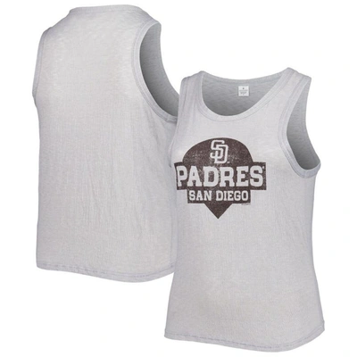 Soft As A Grape Gray San Diego Padres Plus Size High Neck Tri-blend Tank Top