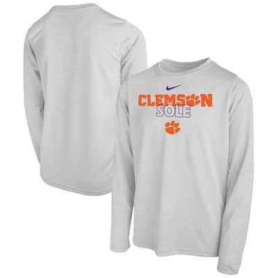 Nike Kids' Youth   White Clemson Tigers 2023 On Court Sole Bench T-shirt