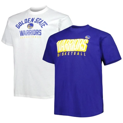 Fanatics Men's  Royal, White Golden State Warriors Big And Tall Two-pack T-shirt Set In Royal,white