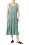 Eileen Fisher Tiered Pleated Silk Midi Dress In Amal