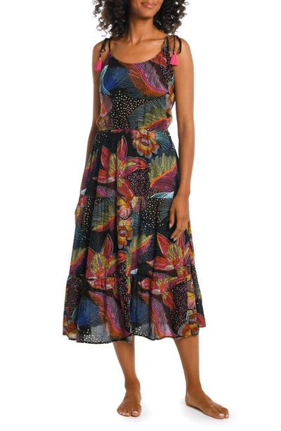 La Blanca Sunlit Soiree Tiered Crepe Cover-up Dress In Floral Multi
