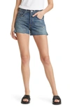 Edwin Cai High Waist Cutoff Denim Shorts In Chance