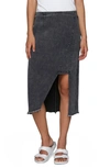 Wash Lab Denim Asymmetric Denim Midi Skirt In Soft Black