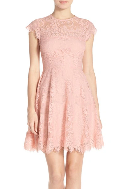 Bb Dakota By Steve Madden Bb Dakota Rhianna Open Back Lace Fit & Flare Cocktail Dress In Pink