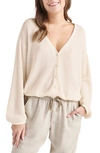 Splendid Bri Rib Blouson Sleeve Cardigan In Water Lily