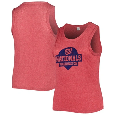 Soft As A Grape Red Washington Nationals Plus Size High Neck Tri-blend Tank Top