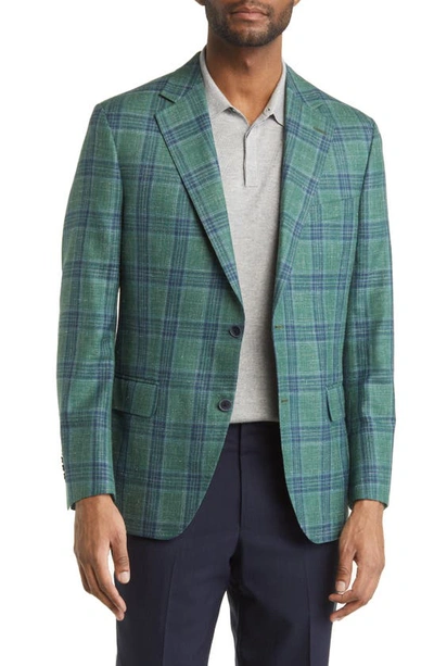 Peter Millar Tailored Fit Plaid Wool Blend Sport Coat In Green