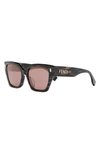 Fendi Bold 54mm Geometric Sunglasses In Black Horn / Bordeaux