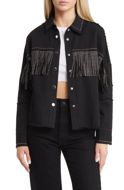 Nikki Lund Fringe Oversize Jacket In Black