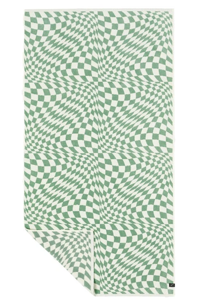 Slowtide Opt Out Quick Dry Beach Towel In Green/ White