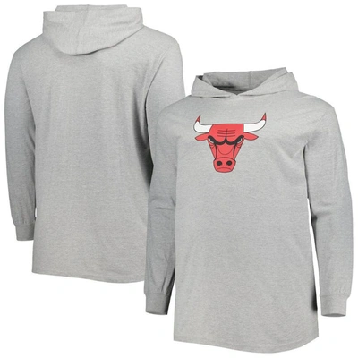 Fanatics Branded Heather Gray Chicago Bulls Big & Tall Pullover Hoodie
