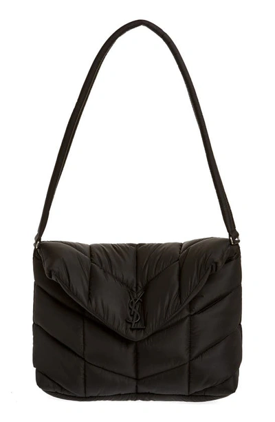 Saint Laurent Medium Puffer Econyl® Regenerated Nylon Messenger Bag In Black