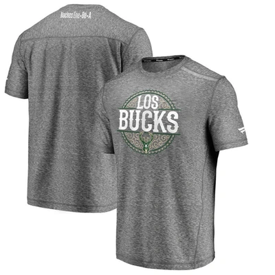Fanatics Branded Heather Grey Milwaukee Bucks Noches Ene-be-a Clutch Shooting T-shirt