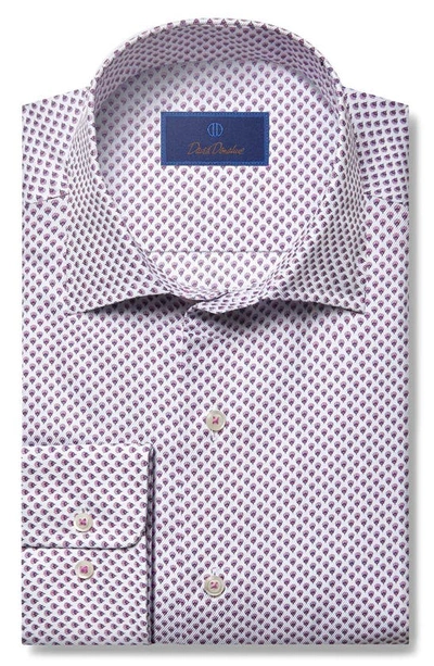 David Donahue Trim Fit Thistle Print Cotton Button-up Shirt In White Berry