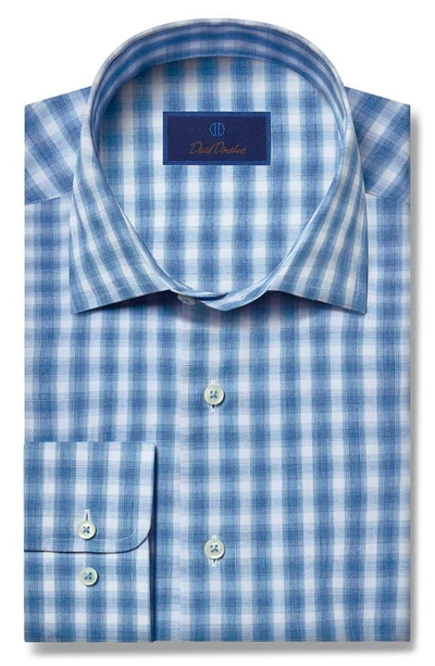 David Donahue Plaid Cotton Button-up Shirt In White Blue