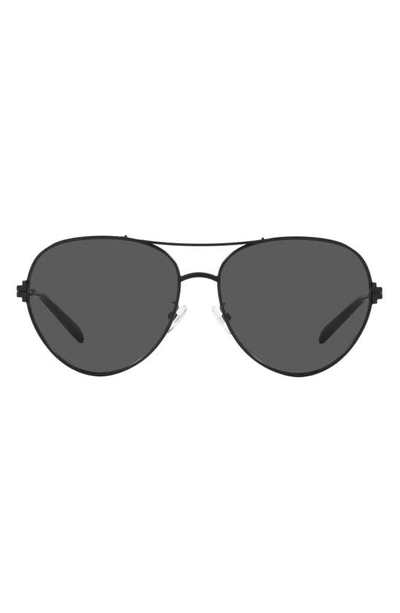 Tory Burch 58mm Pilot Sunglasses In Black/gray Solid