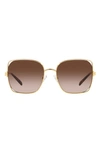 Tory Burch 55mm Square Sunglasses In Gold/brown Polarized Gradient