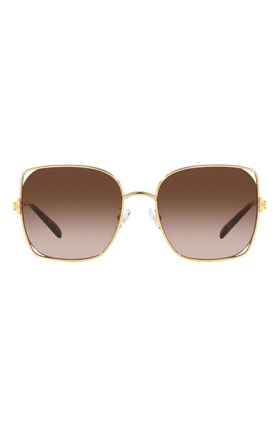 Tory Burch 55mm Square Sunglasses In Gold/brown Polarized Gradient
