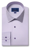 David Donahue Trim Fit Barrel Cuff Dress Shirt In White/ Lilac